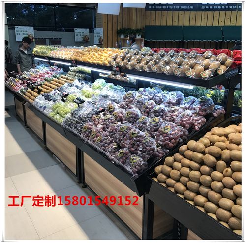 厂家生产双层木质水果货架 水果店货架 水果店定制果蔬生鲜展示台